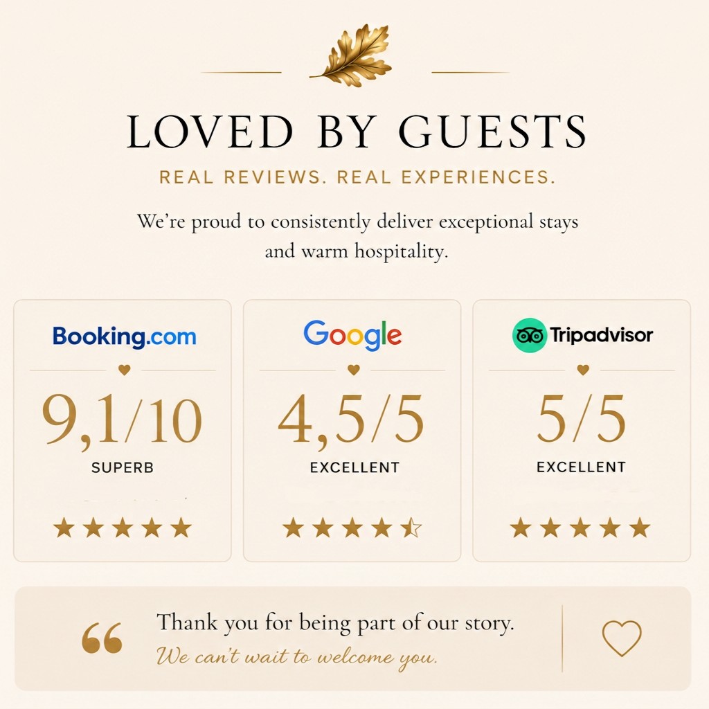 Loved by guests: Oak Manor guest house rated 9.1/10 Superb on Booking.com, 4.5/5 on Google and 5/5 on Tripadvisor